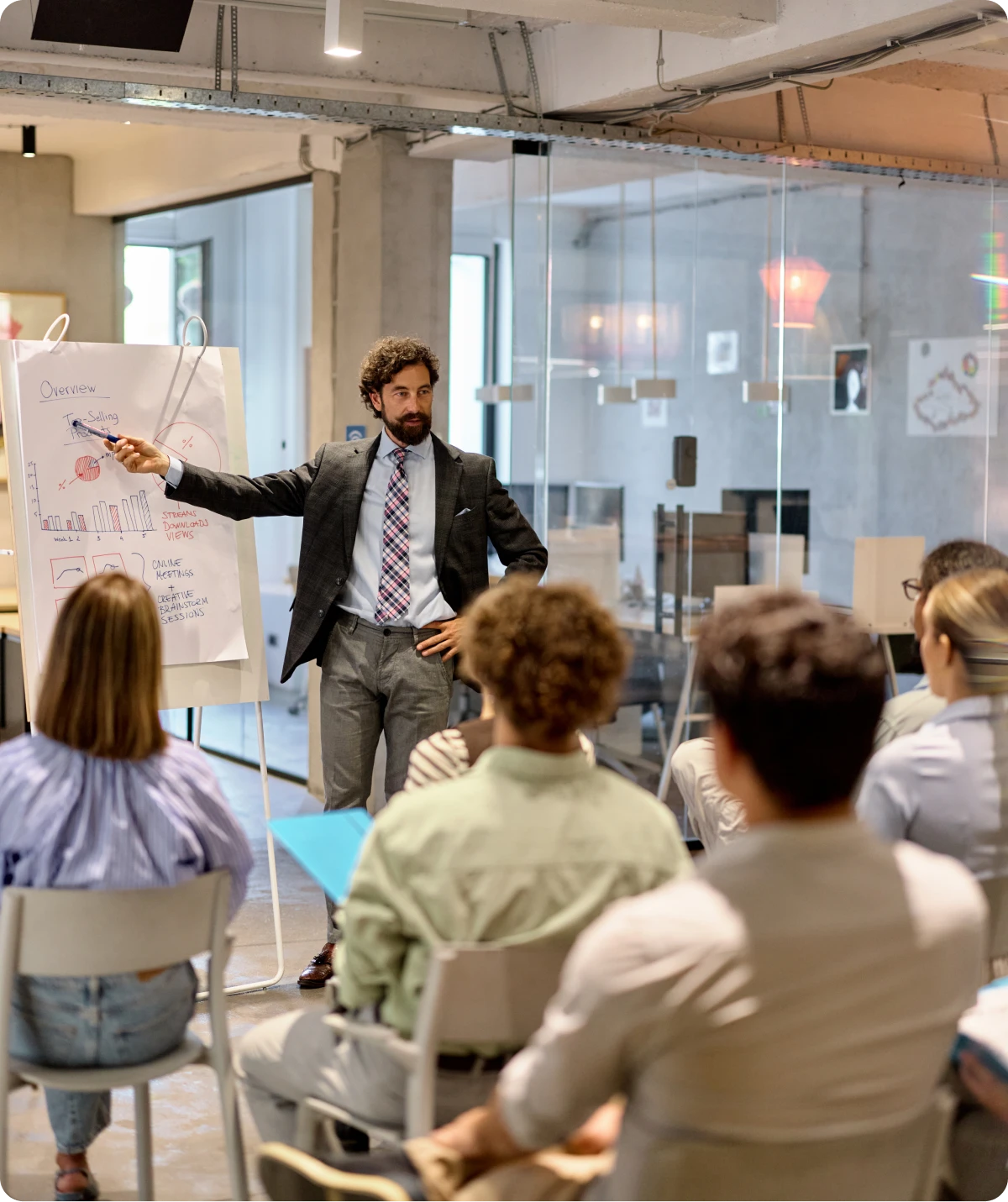 Business meeting with flip chart discussion