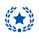 Star surrounded by blue leaves