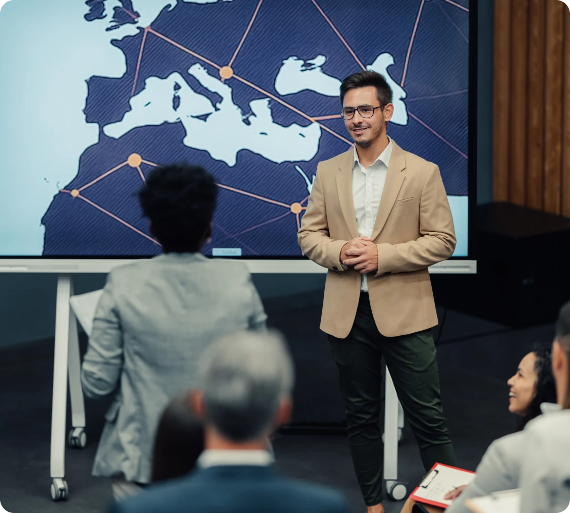 Business meeting with map presentation